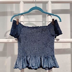 💙RIVER ISLAND💙Smocked off shoulder peplum spring date night top